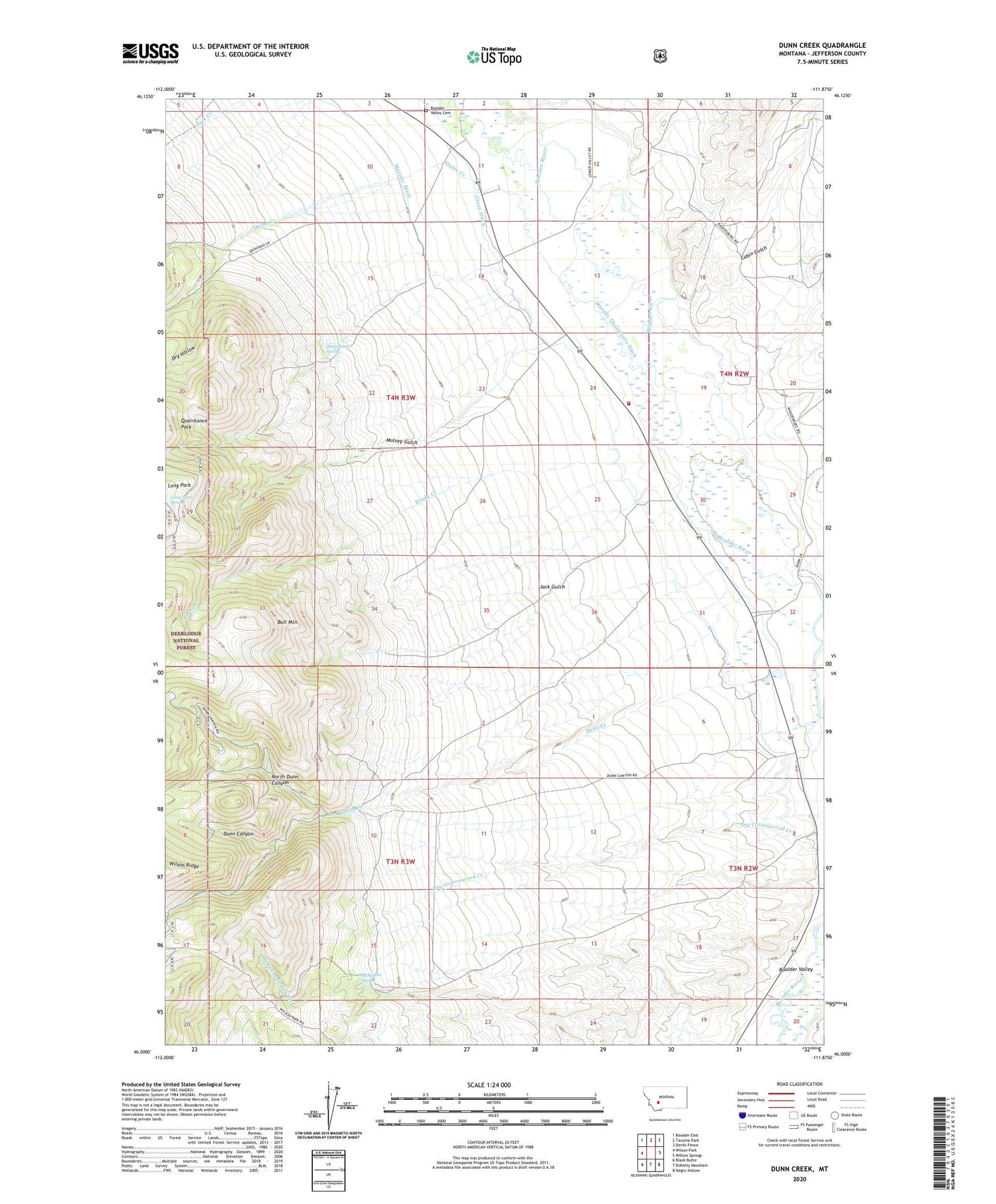 Dunn Creek Montana US Topo Map Image