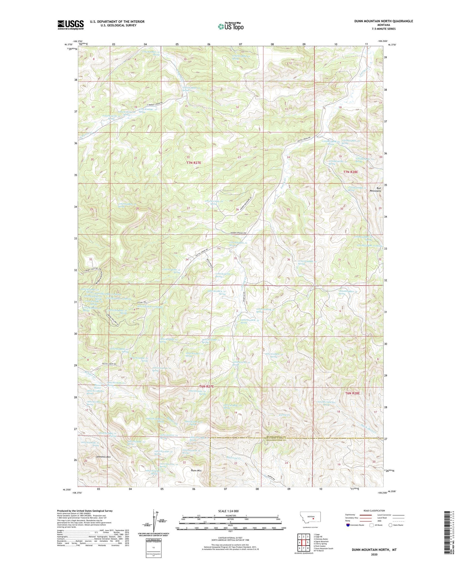 Dunn Mountain North Montana US Topo Map Image