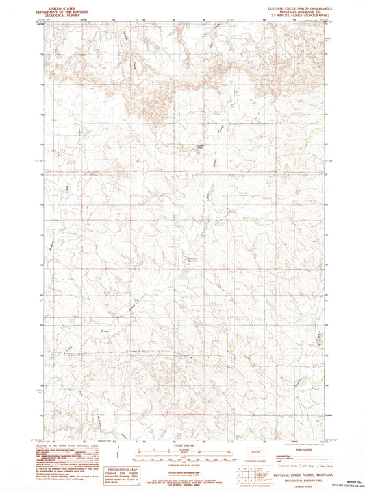 Classic USGS Duplisse Creek North Montana 7.5'x7.5' Topo Map Image