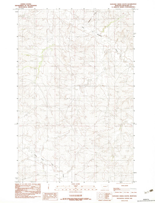 Classic USGS Duplisse Creek South Montana 7.5'x7.5' Topo Map Image