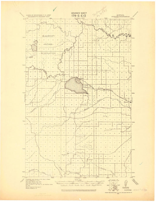 Historic 1920 Durvyer Montana 30'x30' Topo Map Image