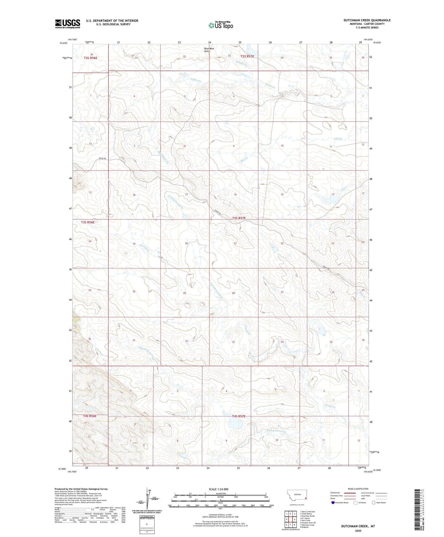 Dutchman Creek Montana US Topo Map Image