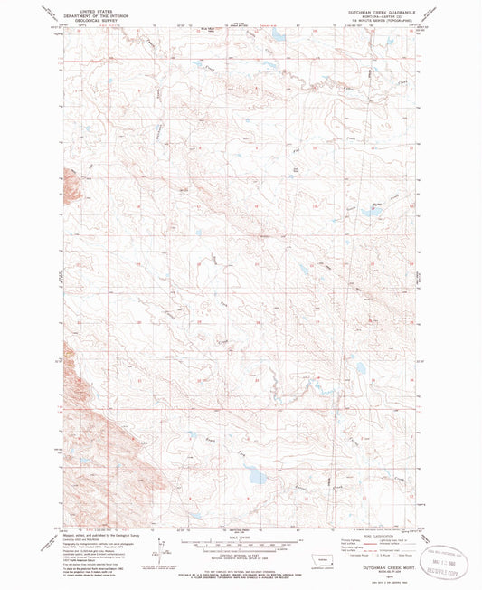 Classic USGS Dutchman Creek Montana 7.5'x7.5' Topo Map Image