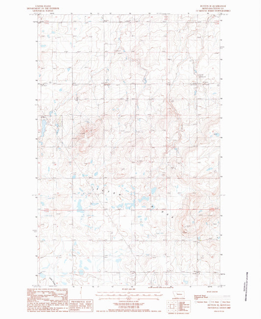 Classic USGS Dutton SE Montana 7.5'x7.5' Topo Map Image