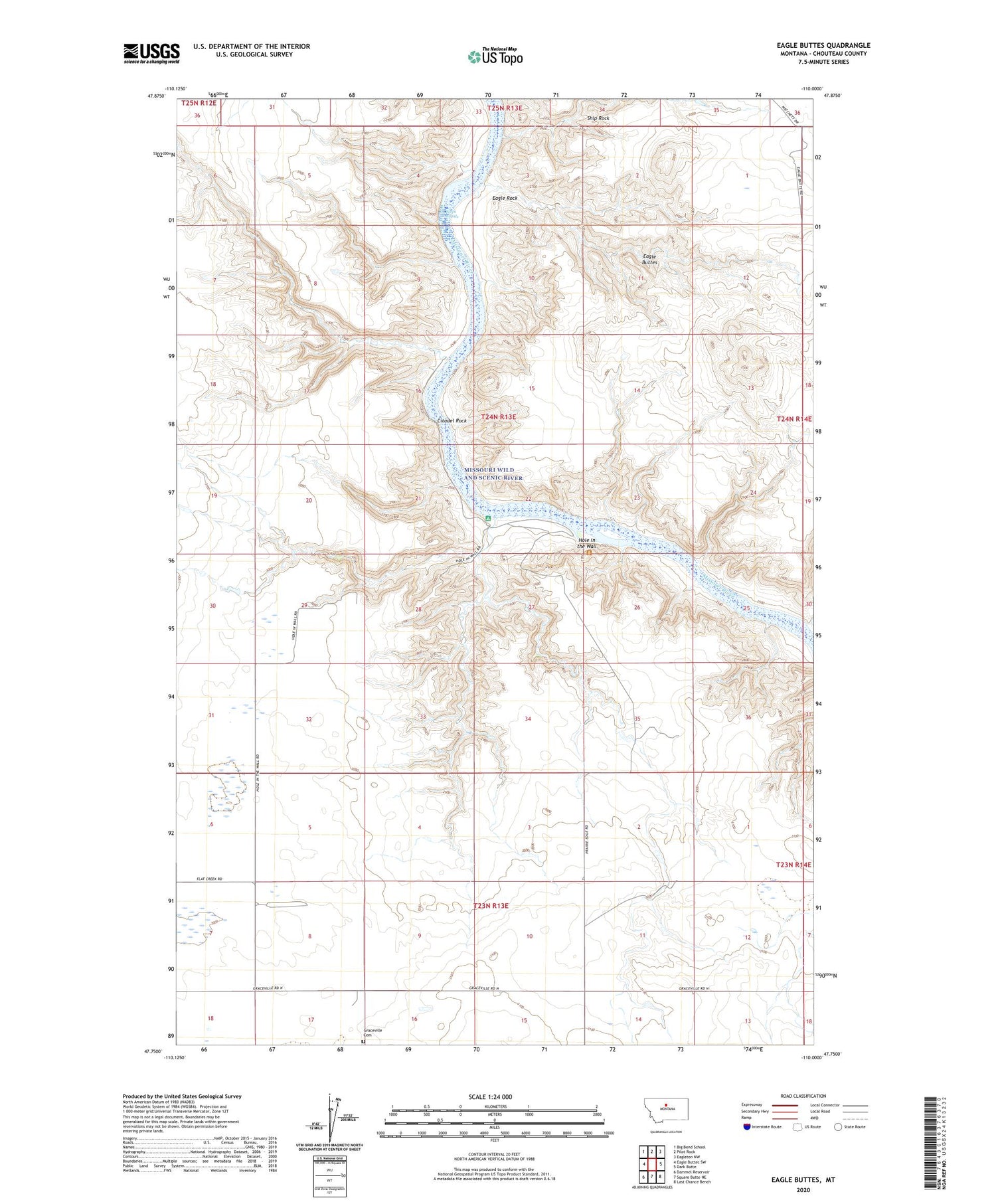 Eagle Buttes Montana US Topo Map Image