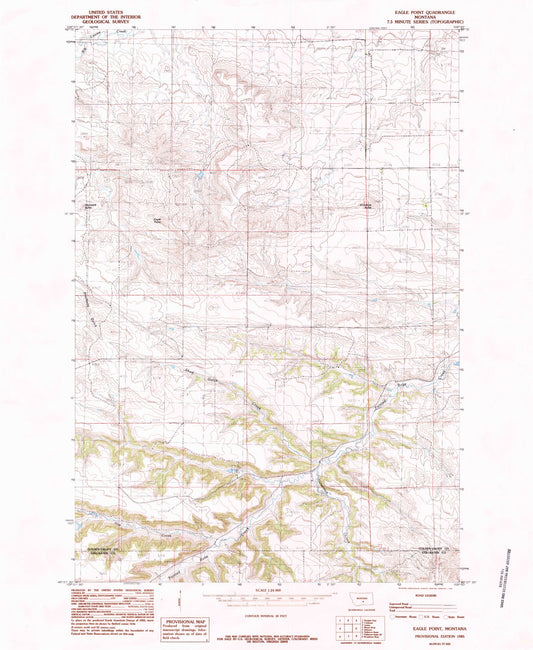 Classic USGS Eagle Point Montana 7.5'x7.5' Topo Map Image