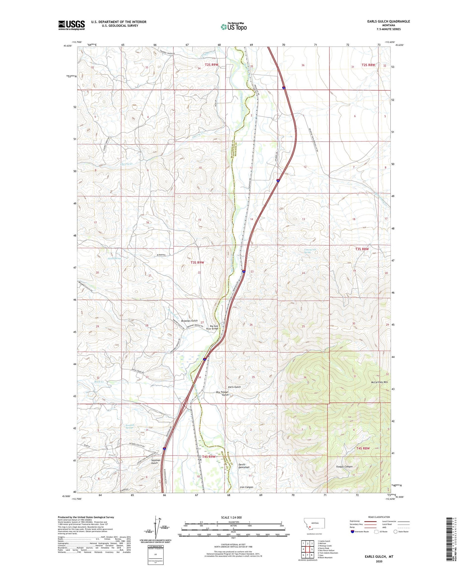 Earls Gulch Montana US Topo Map Image