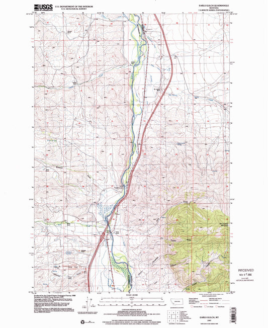 Classic USGS Earls Gulch Montana 7.5'x7.5' Topo Map Image