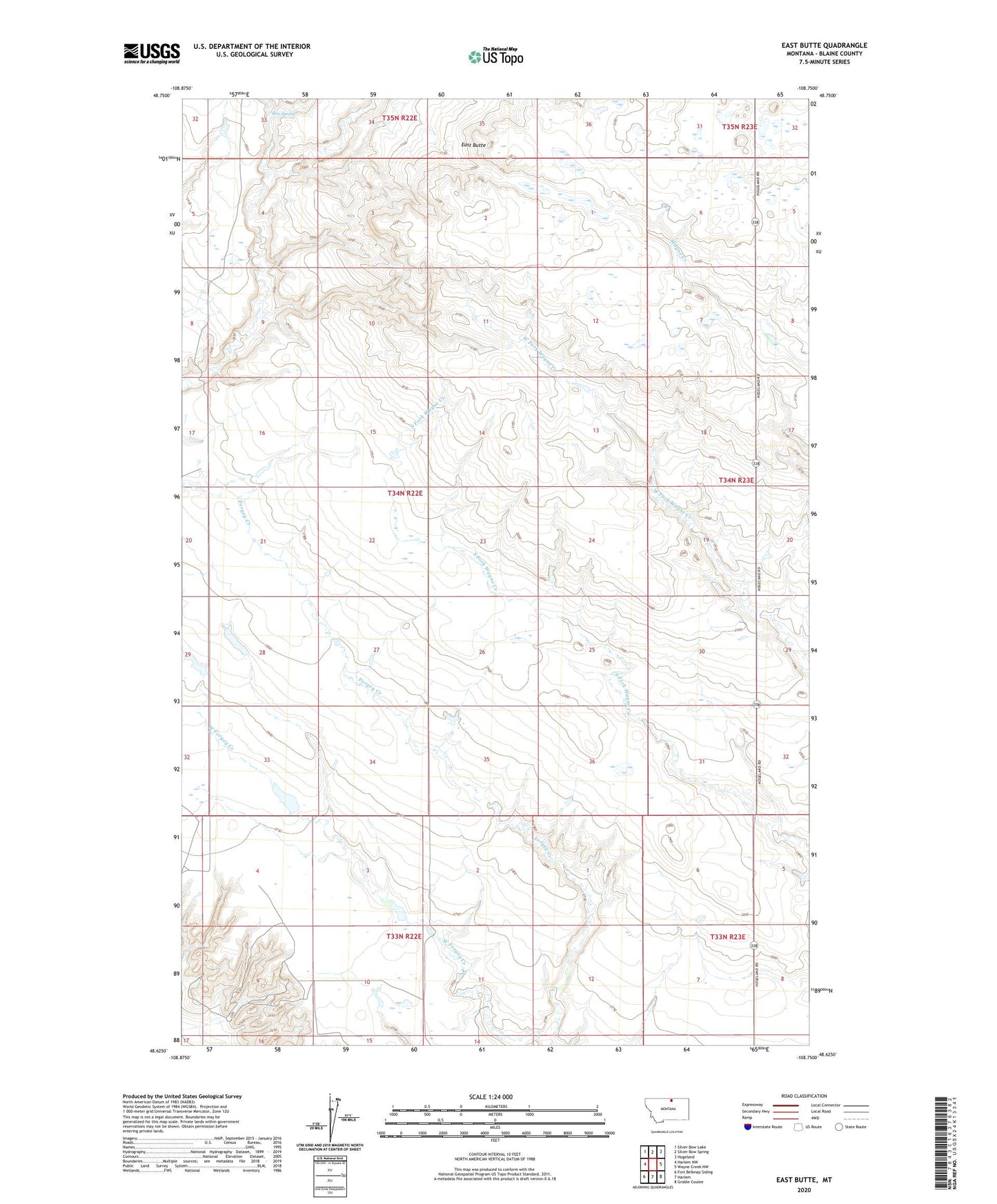 East Butte Montana US Topo Map Image