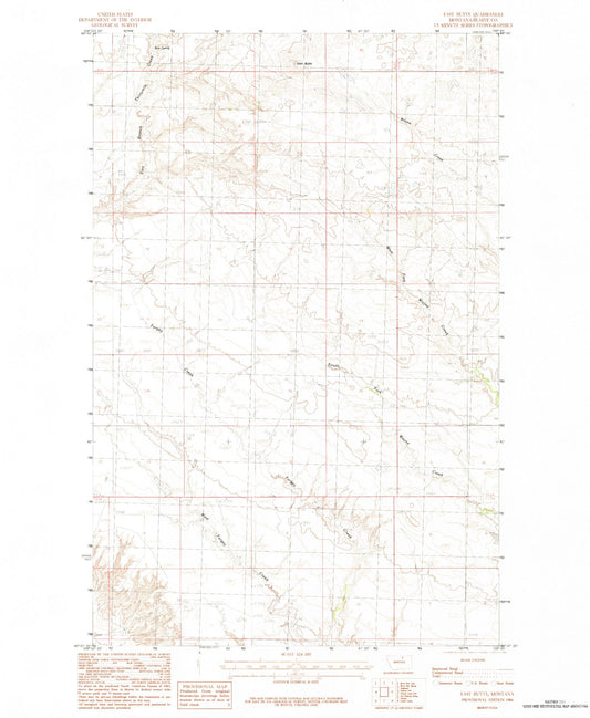 Classic USGS East Butte Montana 7.5'x7.5' Topo Map Image