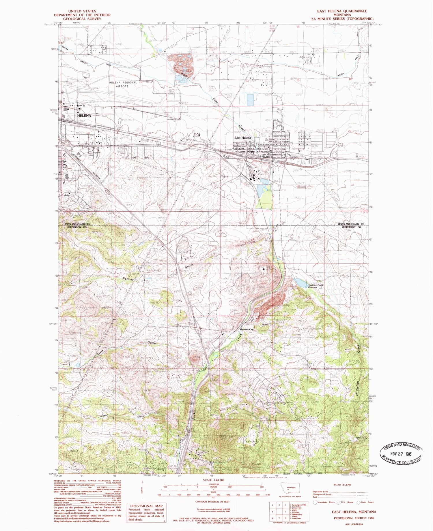 Classic USGS East Helena Montana 7.5'x7.5' Topo Map Image