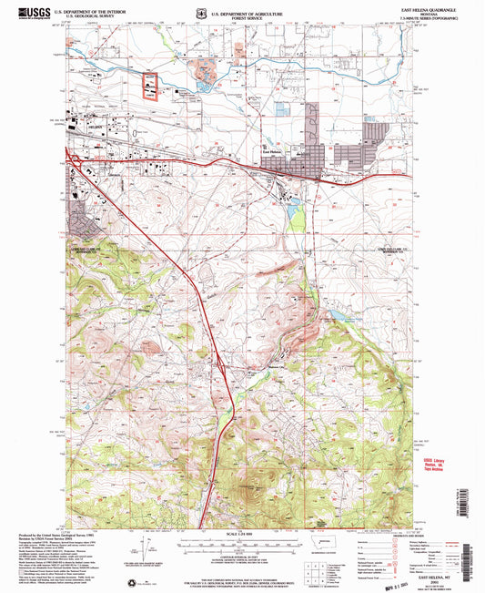 Classic USGS East Helena Montana 7.5'x7.5' Topo Map Image