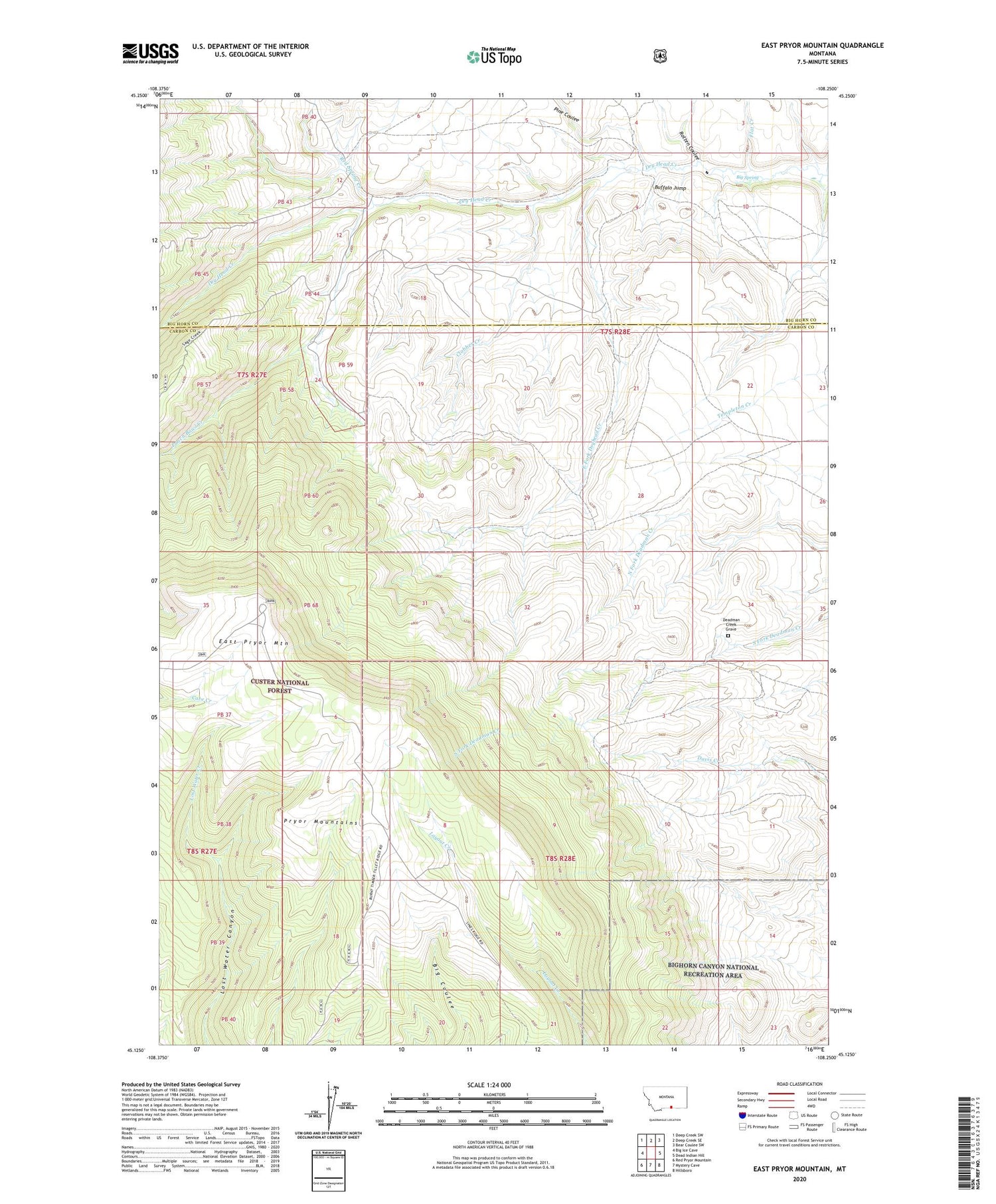 East Pryor Mountain Montana US Topo Map Image