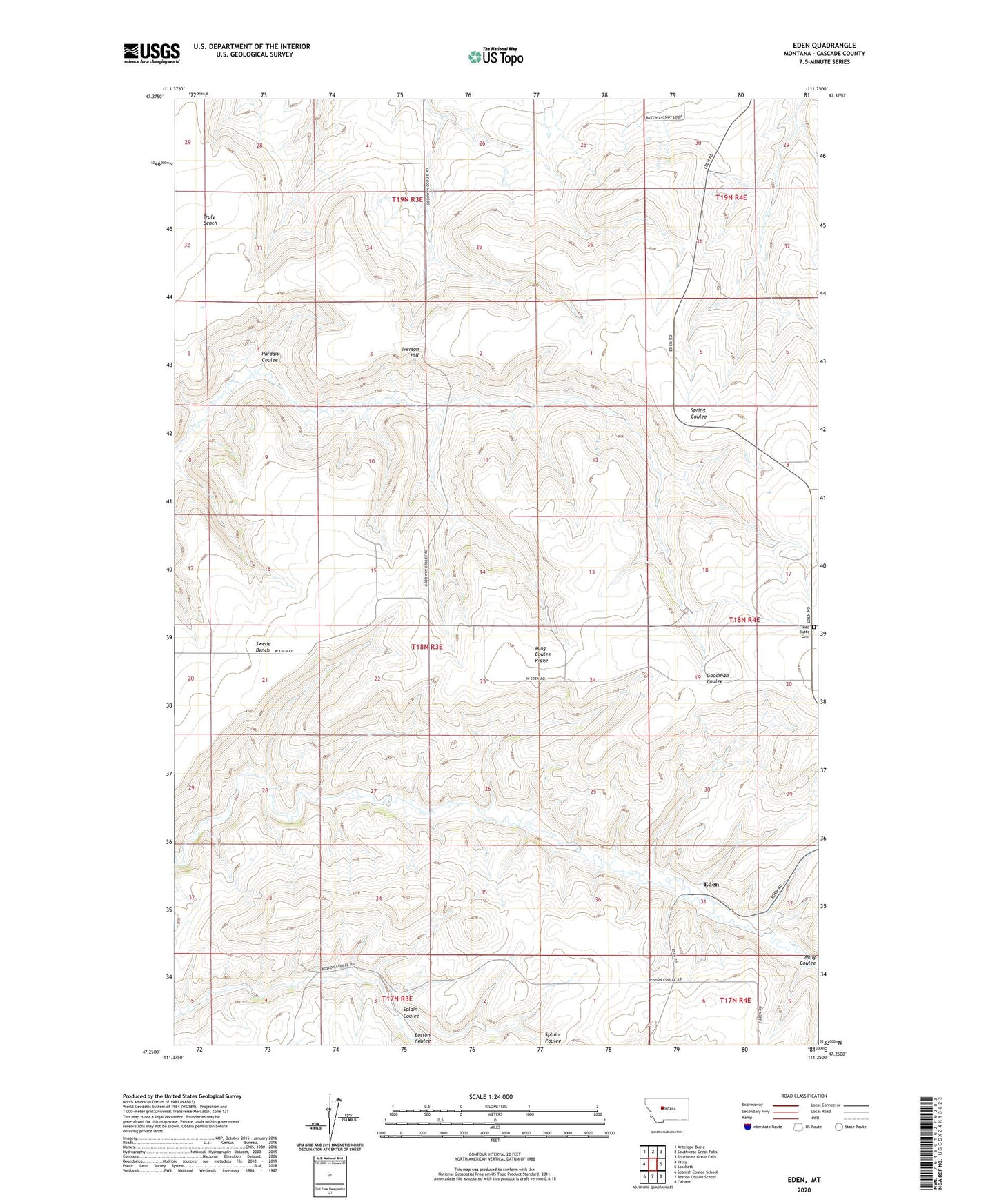 Eden Montana US Topo Map Image