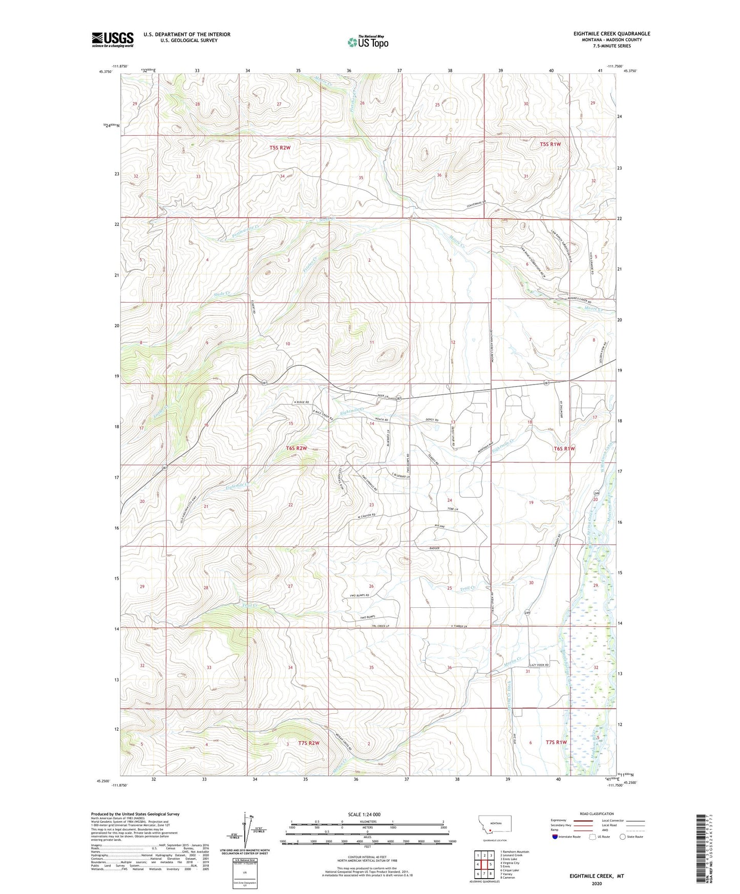 Eightmile Creek Montana US Topo Map Image