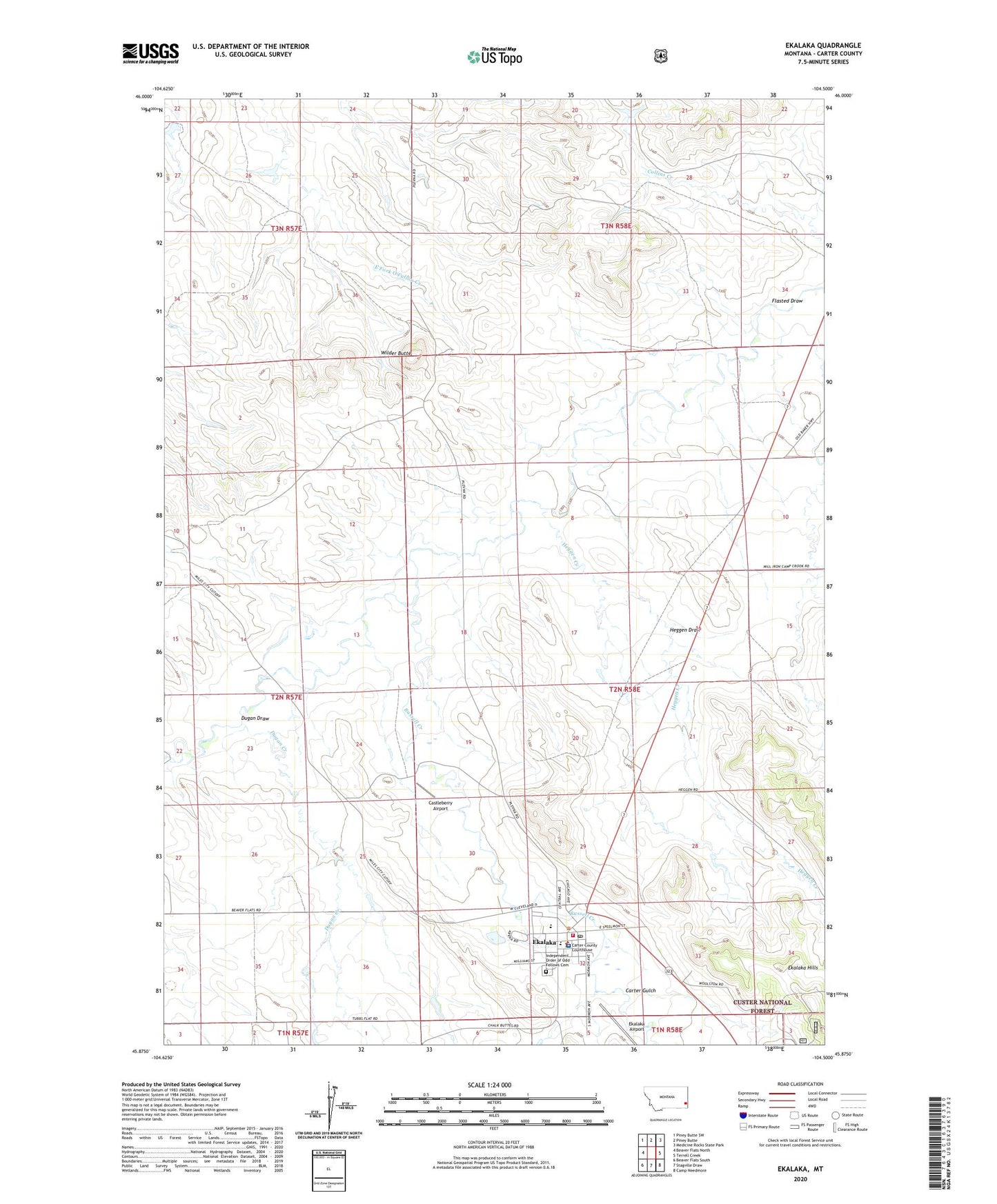 Ekalaka Montana US Topo Map Image