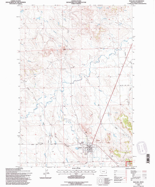 Classic USGS Ekalaka Montana 7.5'x7.5' Topo Map Image