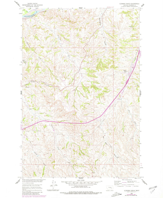 Classic USGS Eldering Ranch Montana 7.5'x7.5' Topo Map Image