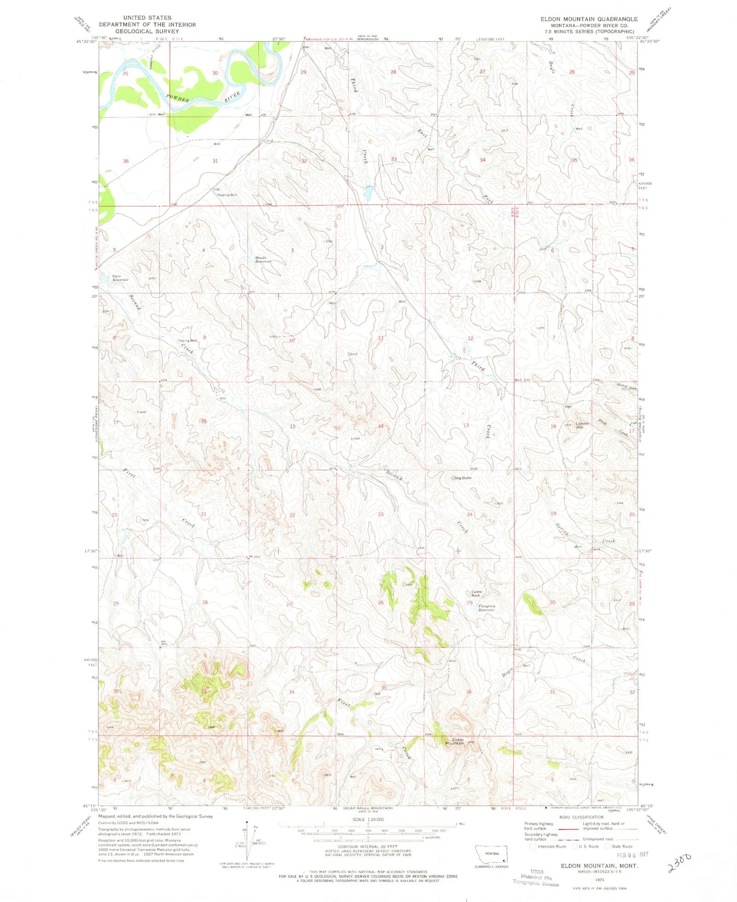 Classic USGS Eldon Mountain Montana 7.5'x7.5' Topo Map Image
