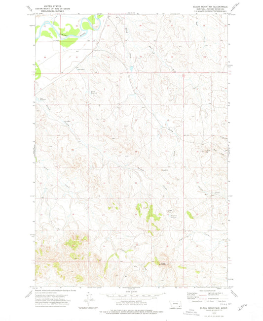Classic USGS Eldon Mountain Montana 7.5'x7.5' Topo Map Image