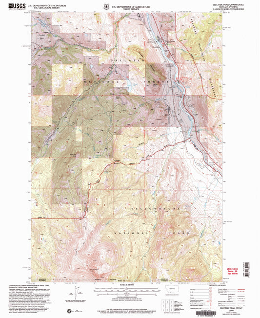 Classic USGS Electric Peak Montana 7.5'x7.5' Topo Map Image