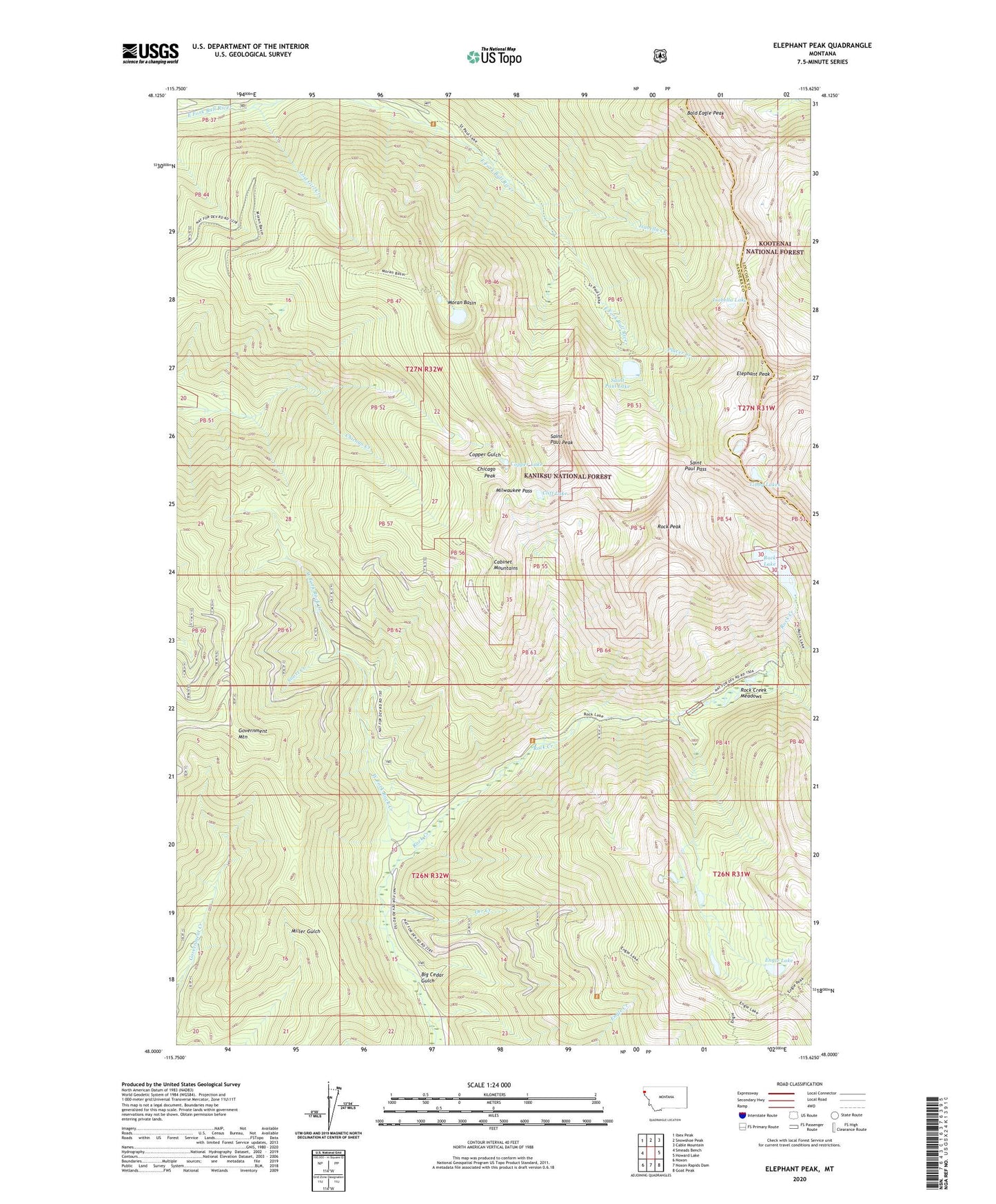 Elephant Peak Montana US Topo Map Image