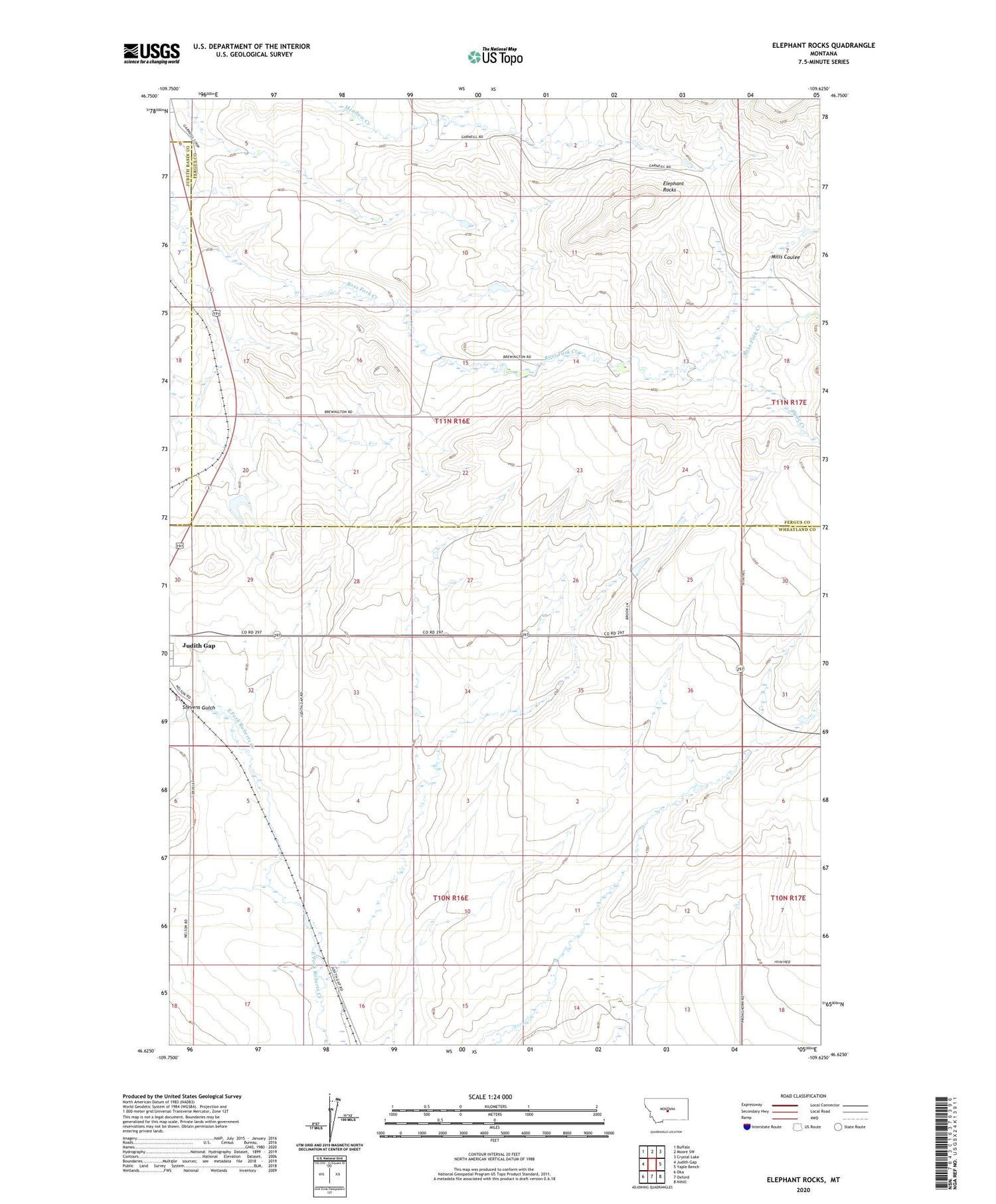 Elephant Rocks Montana US Topo Map Image