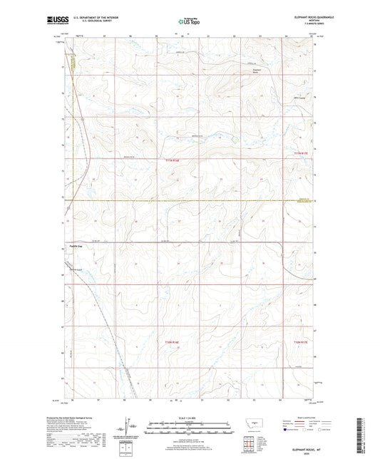 Elephant Rocks Montana US Topo Map Image