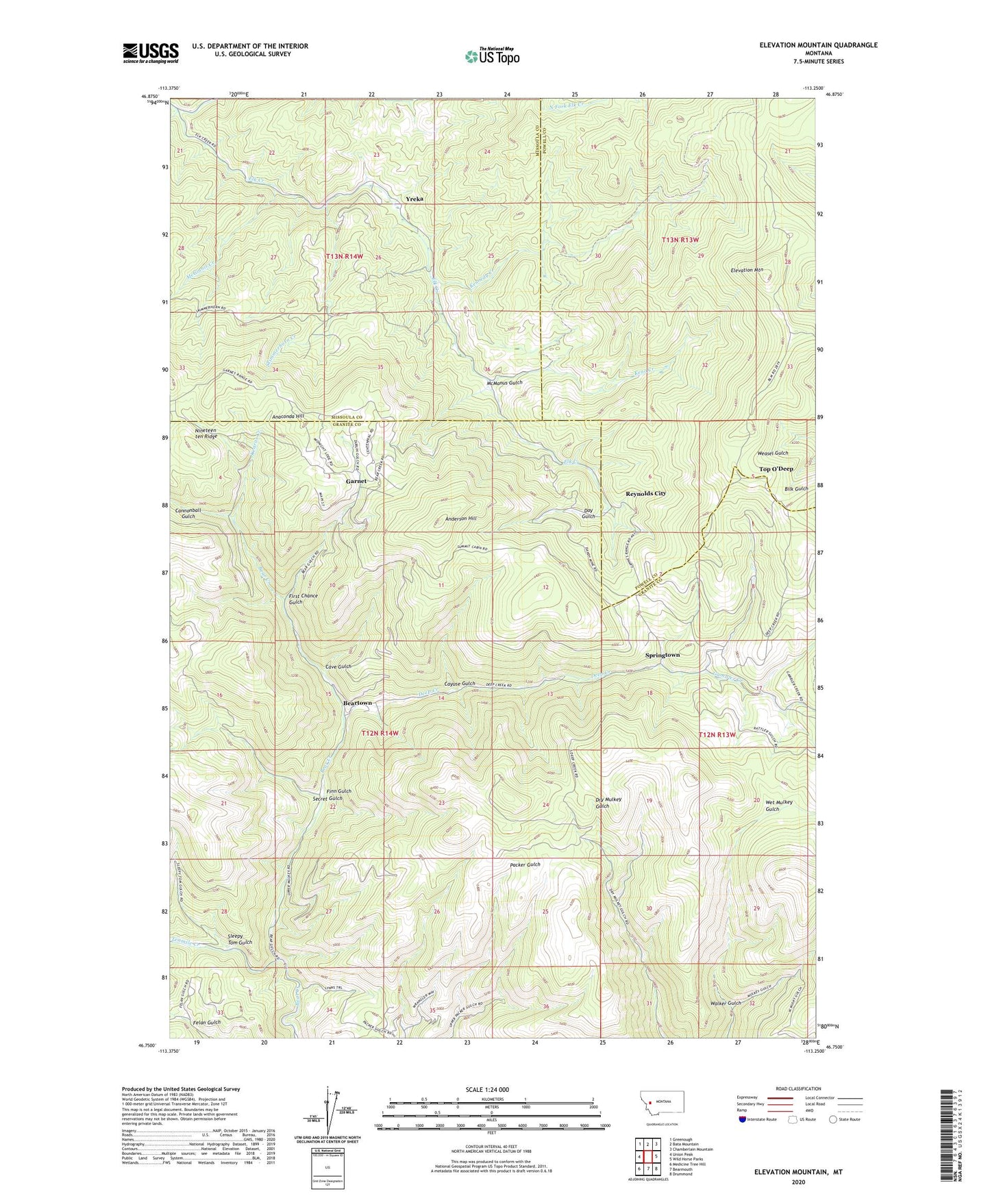 Elevation Mountain Montana US Topo Map Image