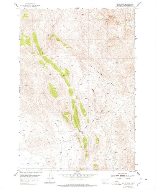 Classic USGS Eli Spring Montana 7.5'x7.5' Topo Map Image