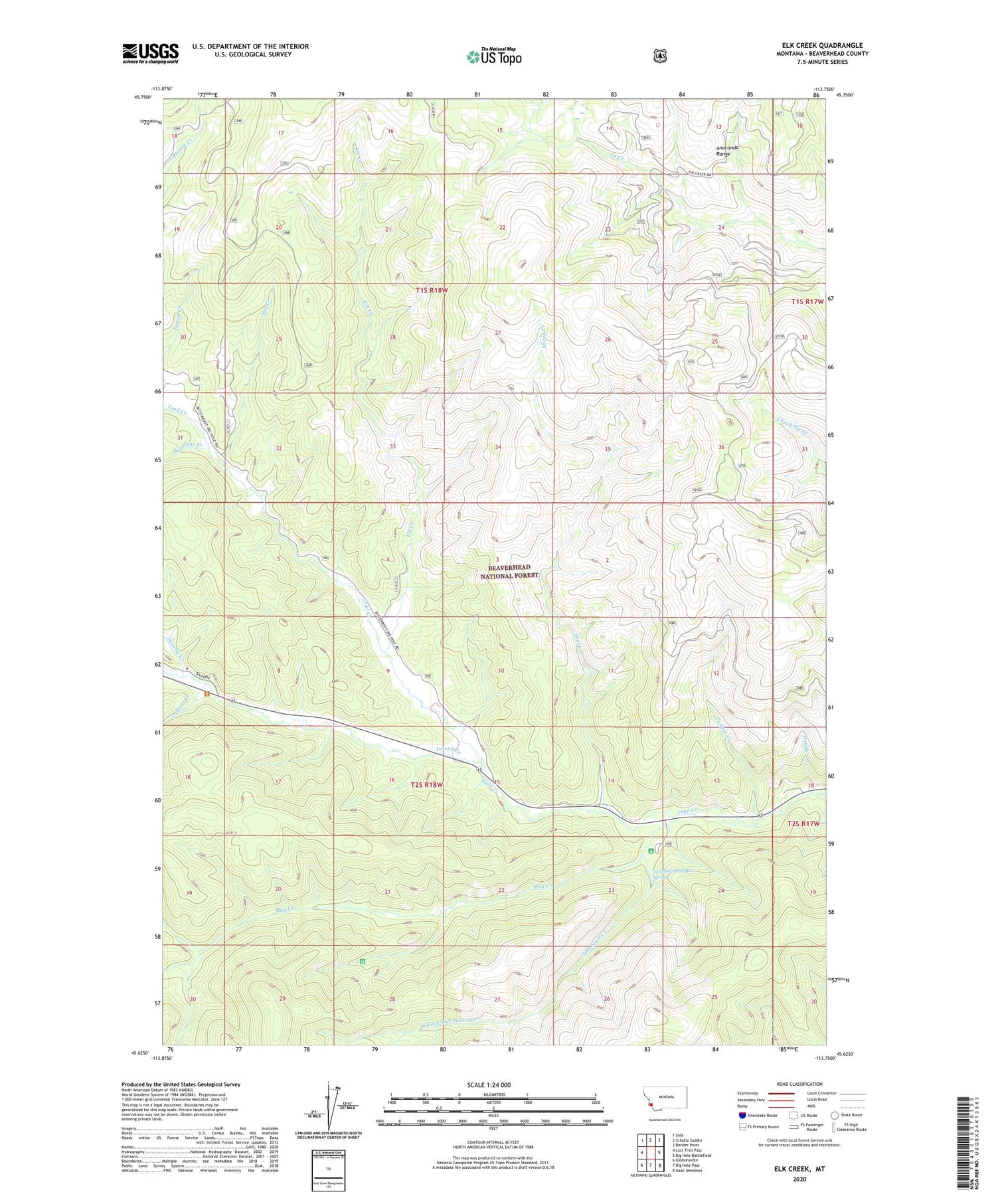 Elk Creek Montana US Topo Map Image