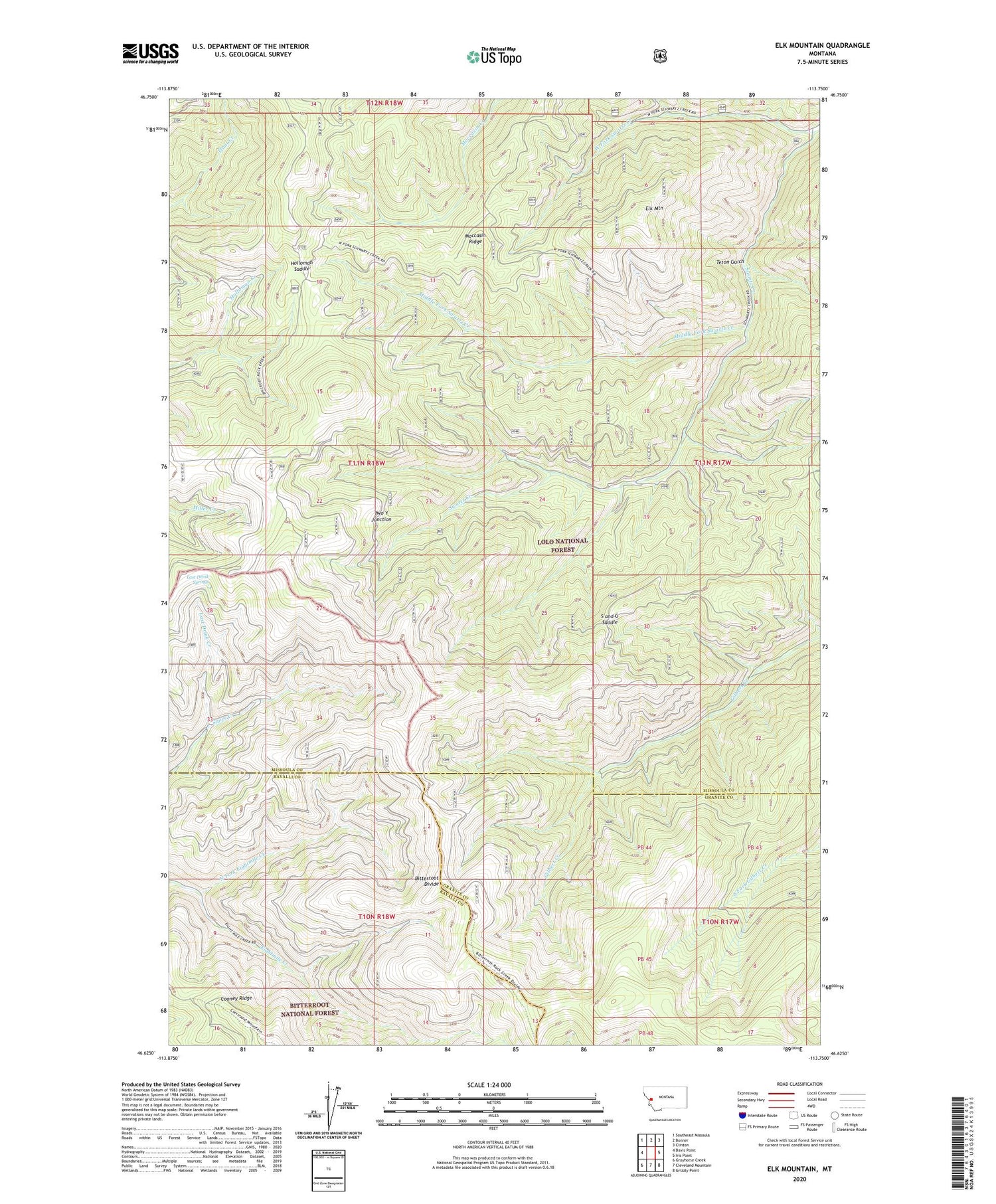 Elk Mountain Montana US Topo Map Image