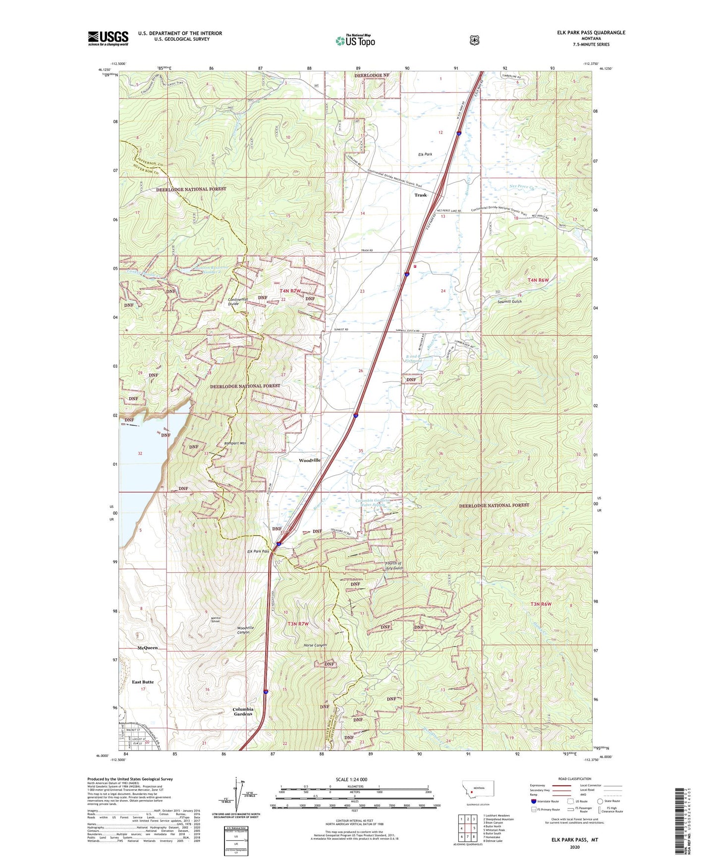 Elk Park Pass Montana US Topo Map Image