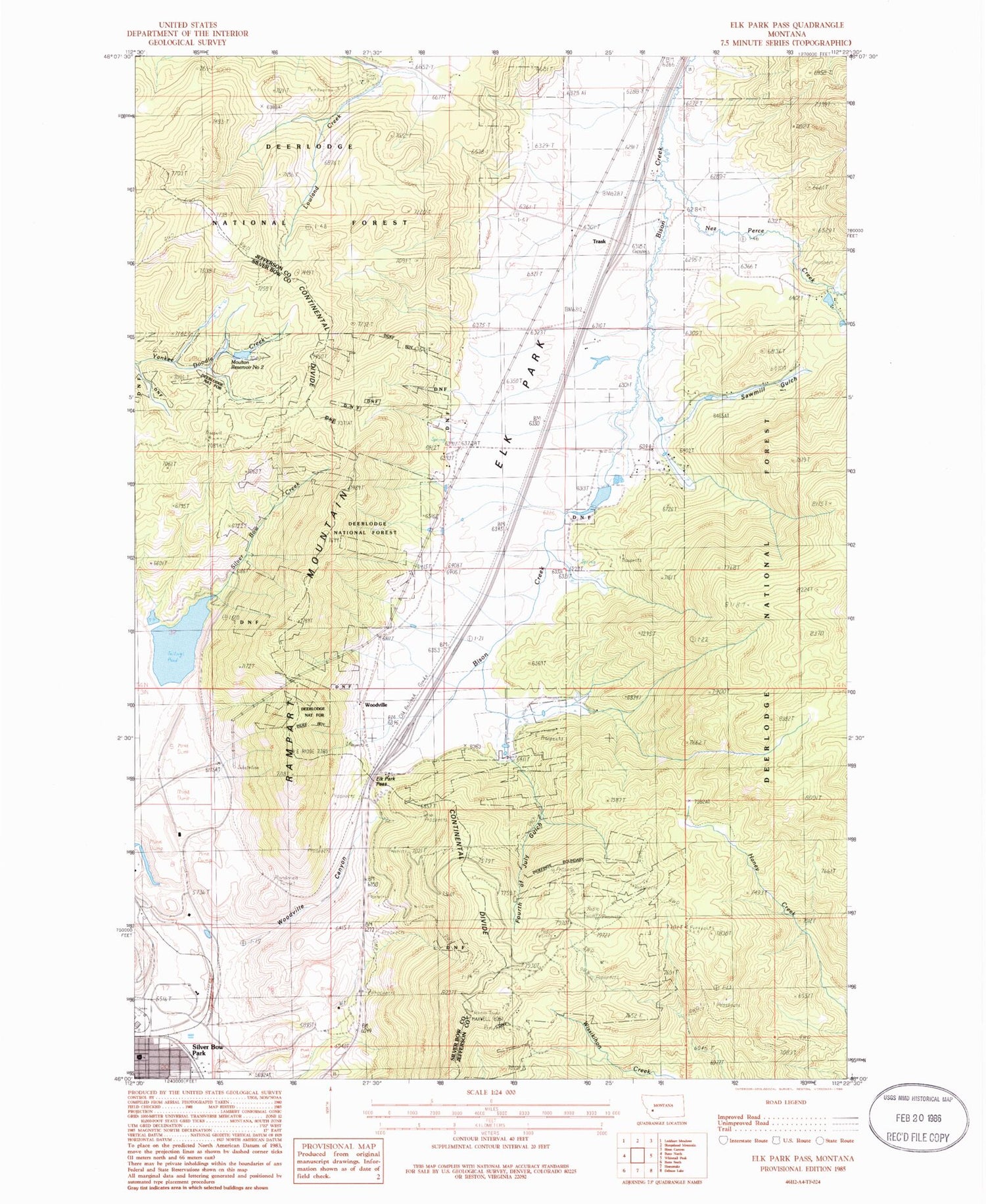 Classic USGS Elk Park Pass Montana 7.5'x7.5' Topo Map Image