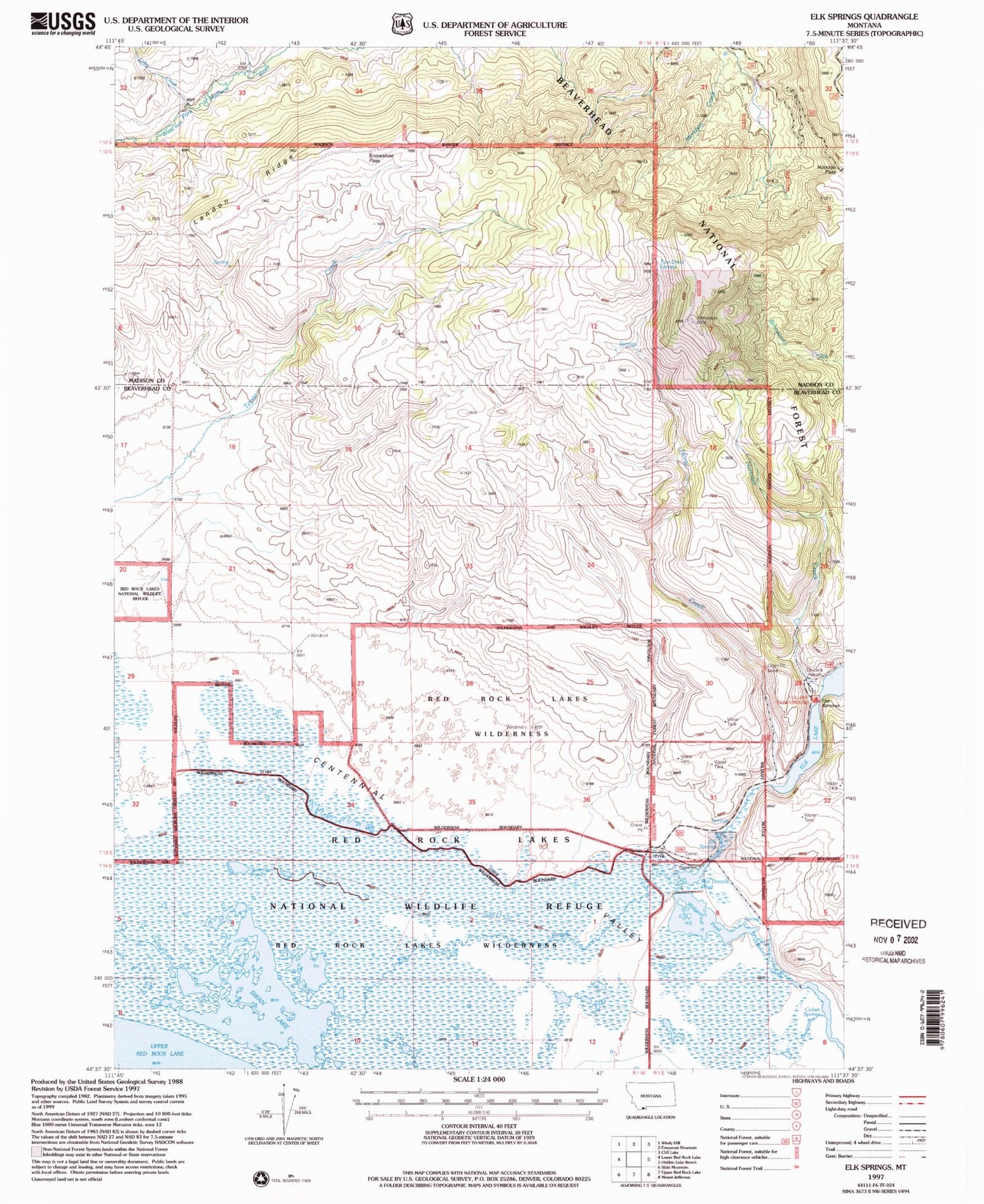Classic USGS Elk Springs Montana 7.5'x7.5' Topo Map Image