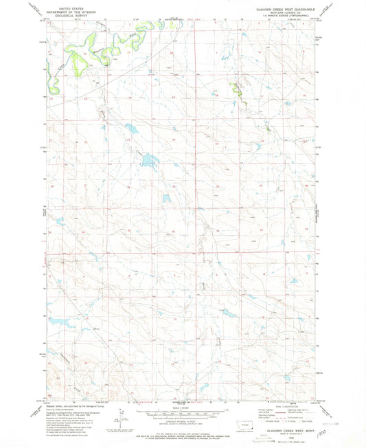 Classic USGS Elkhorn Creek West Montana 7.5'x7.5' Topo Map Image