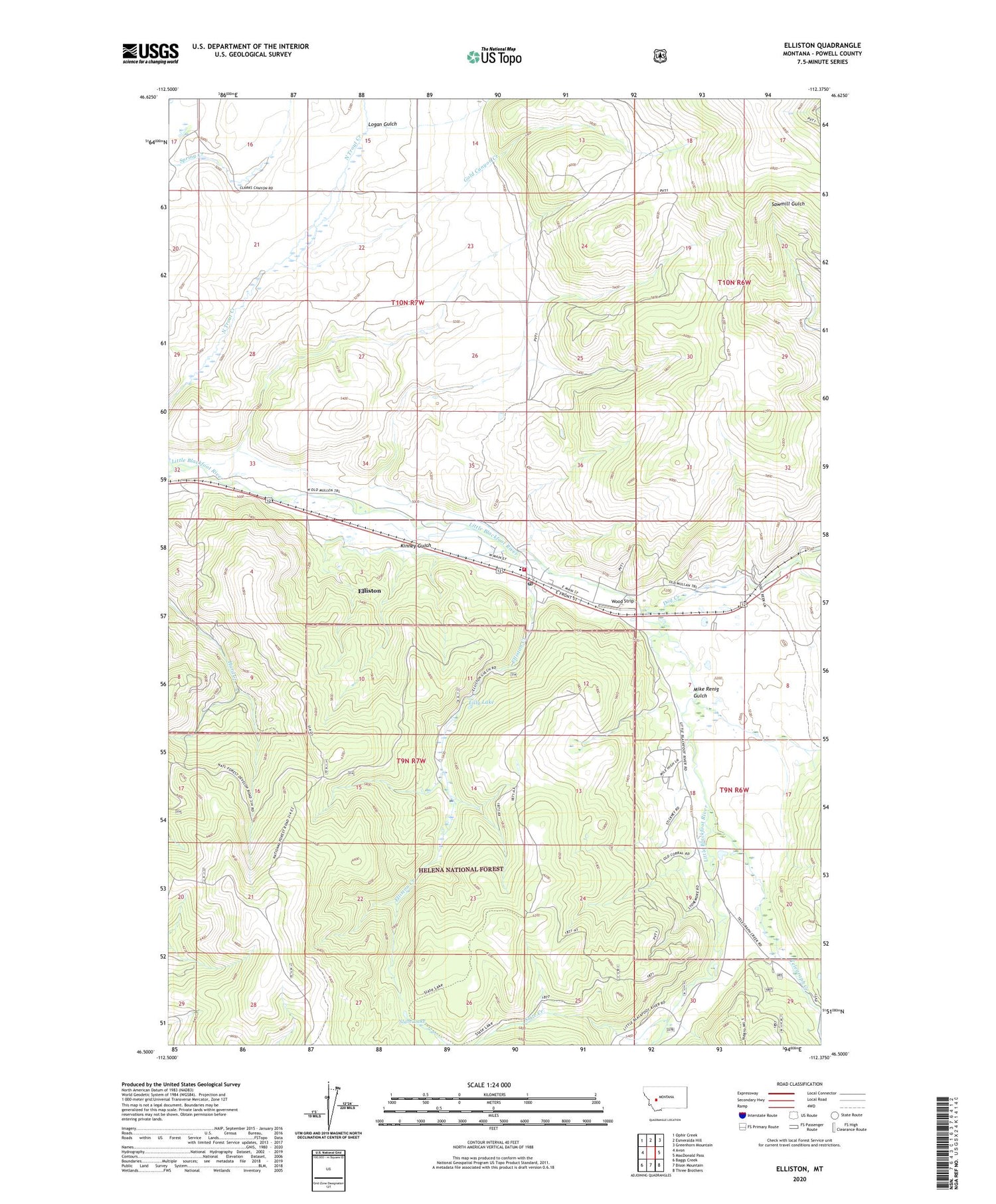 Elliston Montana US Topo Map Image