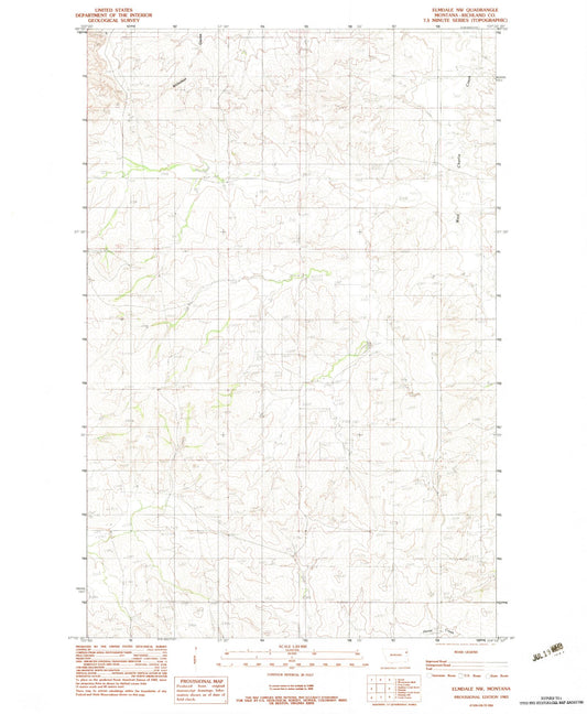 Classic USGS Elmdale NW Montana 7.5'x7.5' Topo Map Image