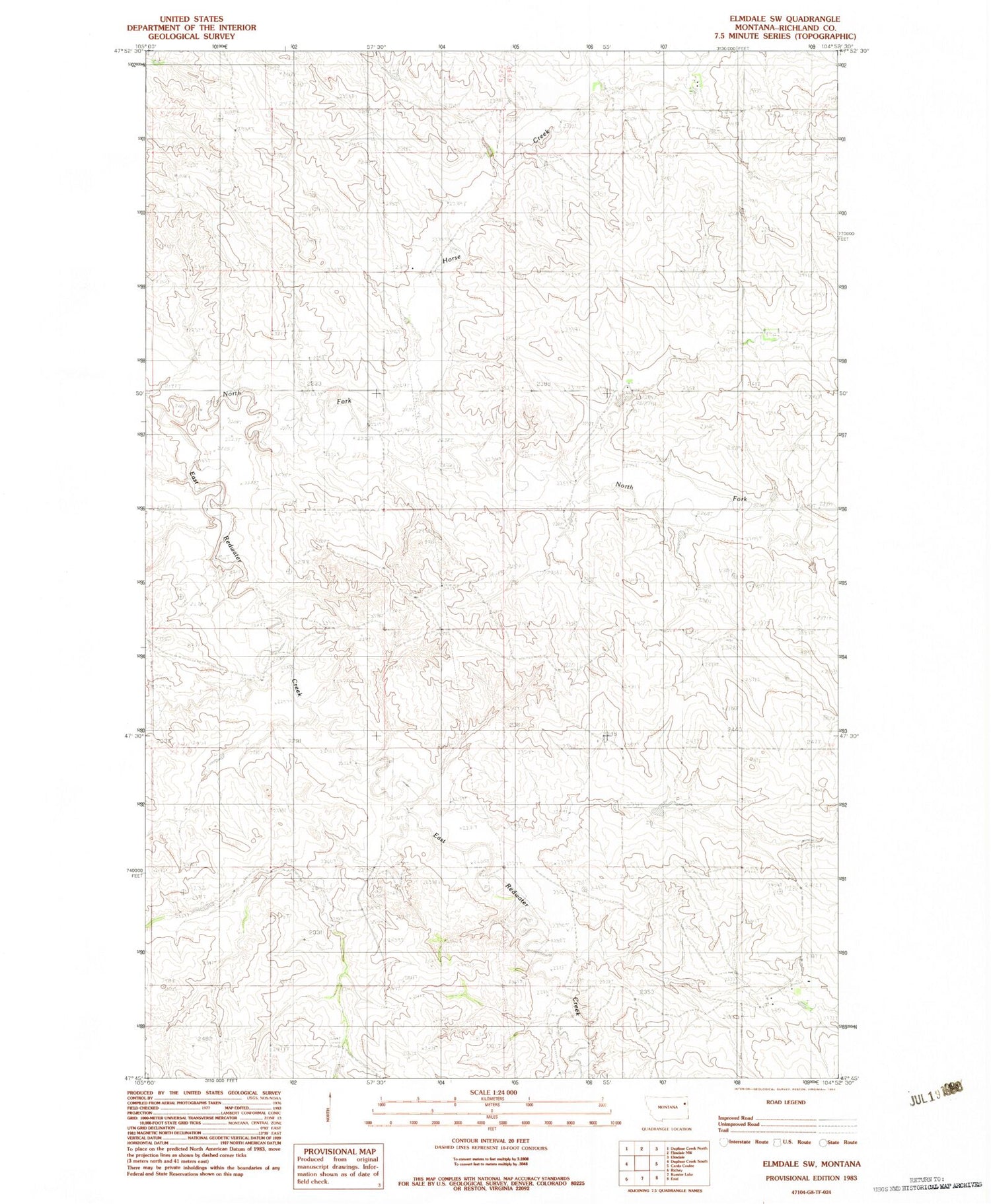 Classic USGS Elmdale SW Montana 7.5'x7.5' Topo Map Image
