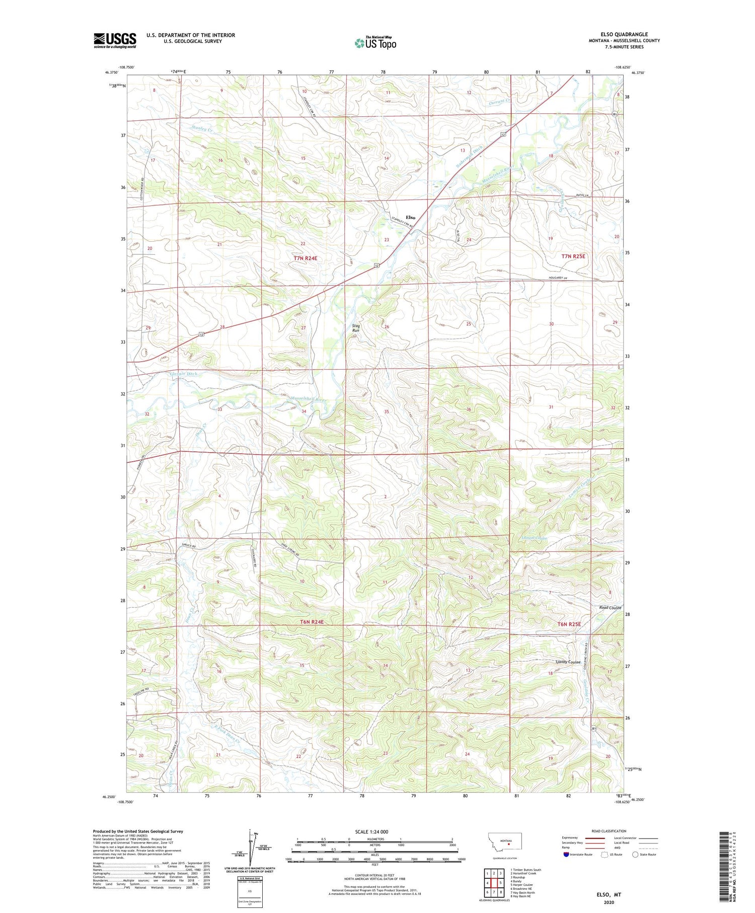 Elso Montana US Topo Map Image