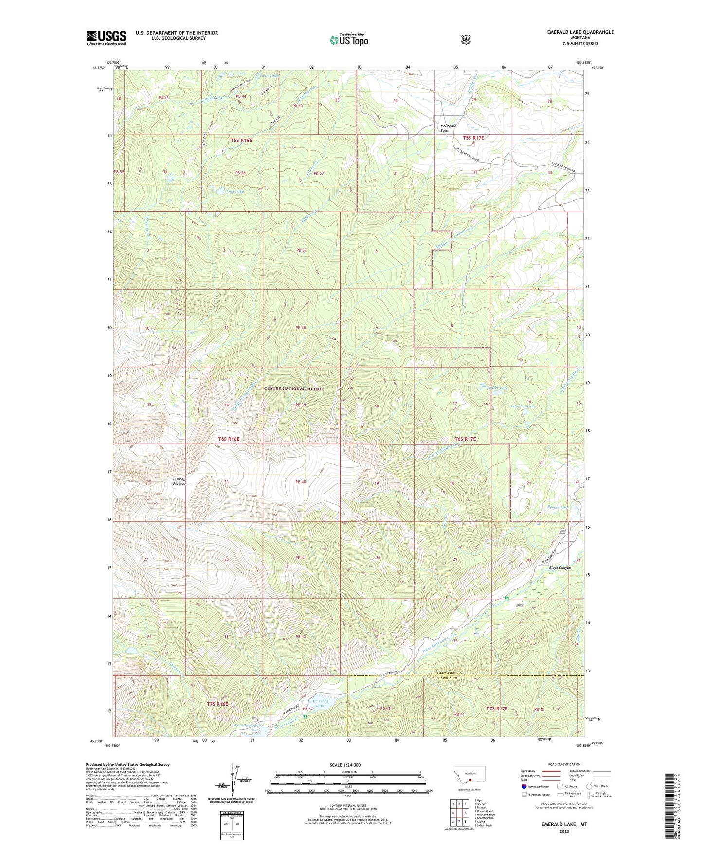 Emerald Lake Montana US Topo Map Image