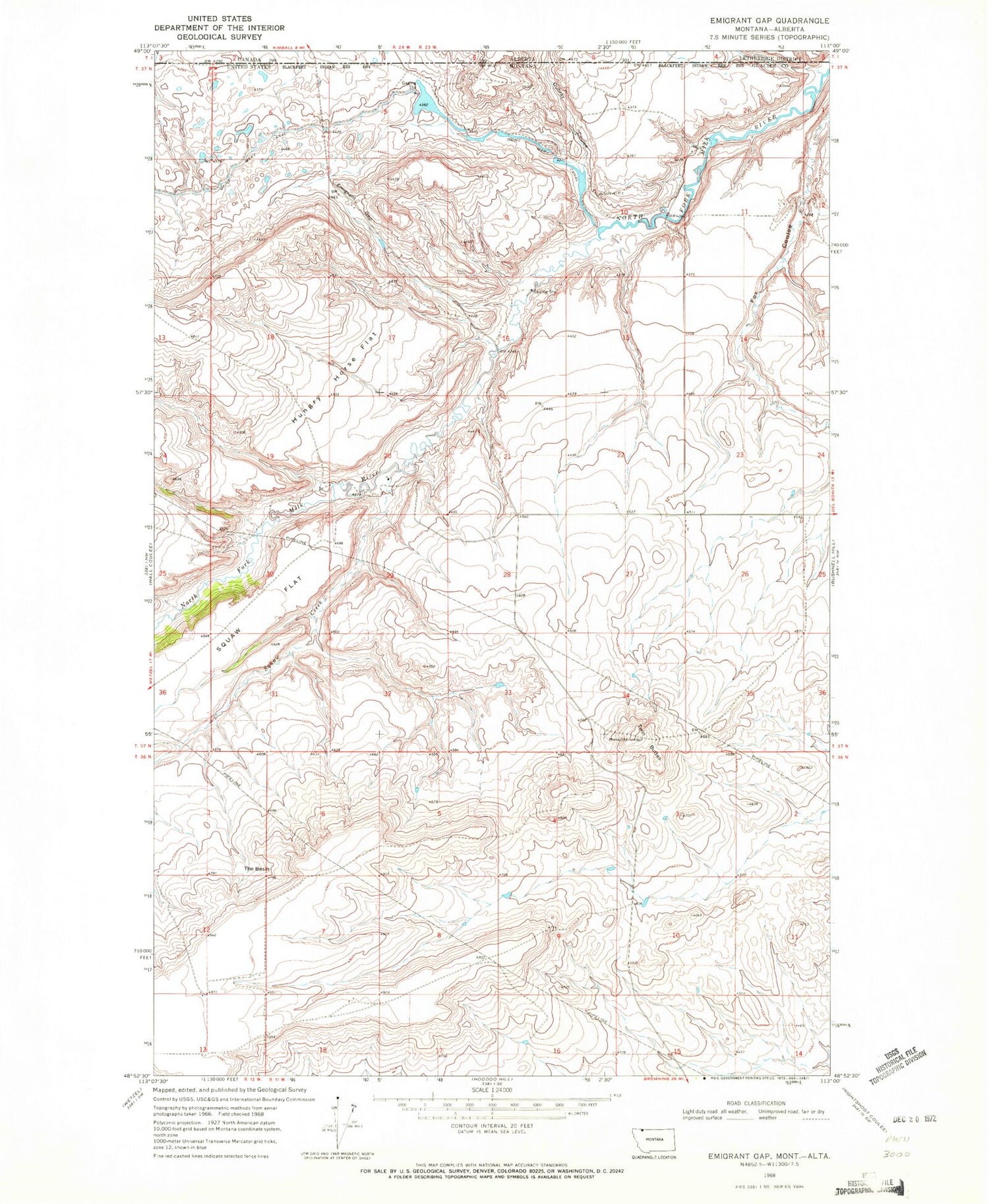 Classic USGS Emigrant Gap Montana 7.5'x7.5' Topo Map Image