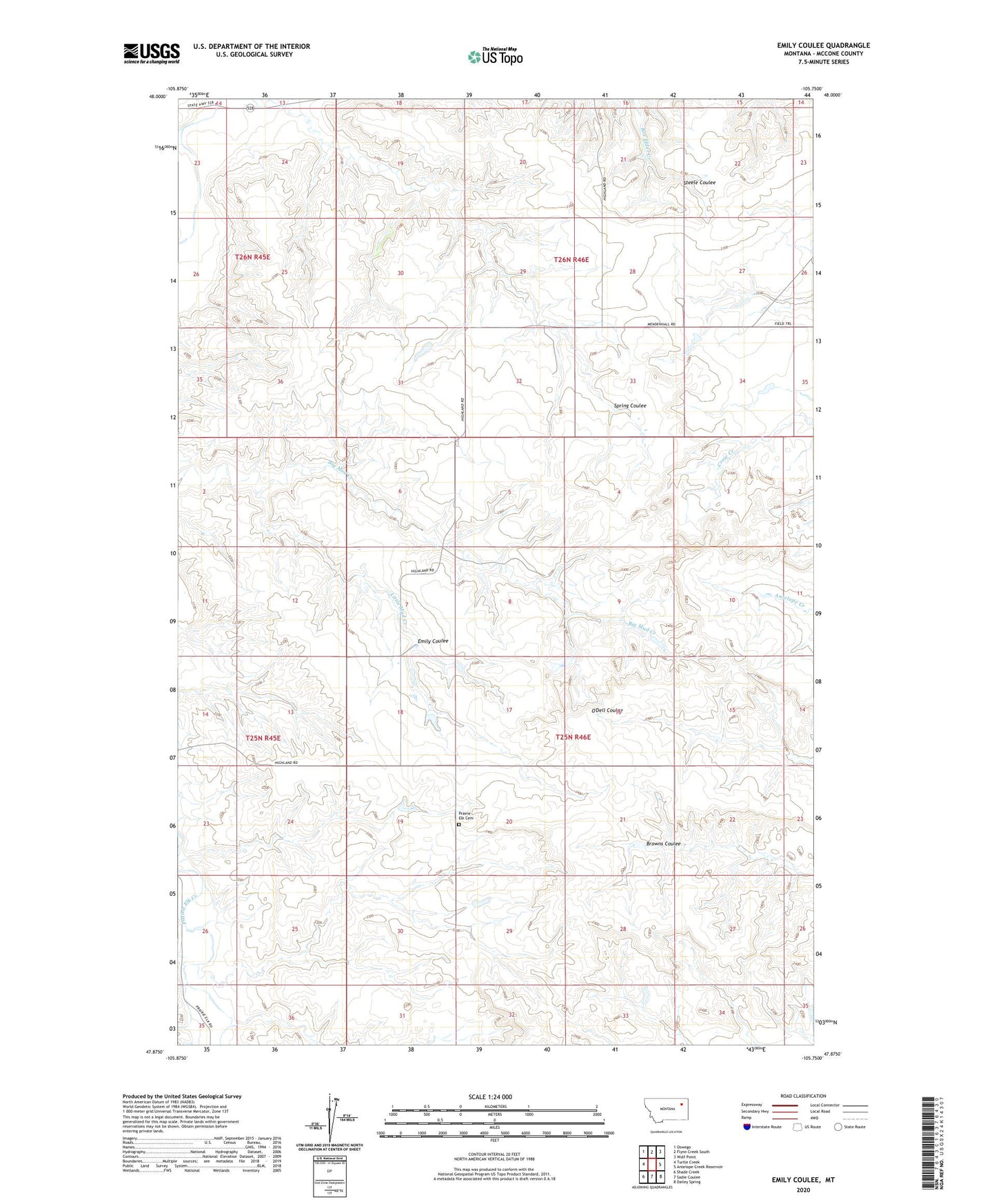 Emily Coulee Montana US Topo Map Image