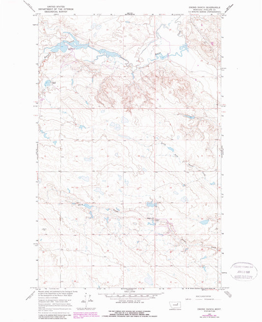 Classic USGS Emond Ranch Montana 7.5'x7.5' Topo Map Image