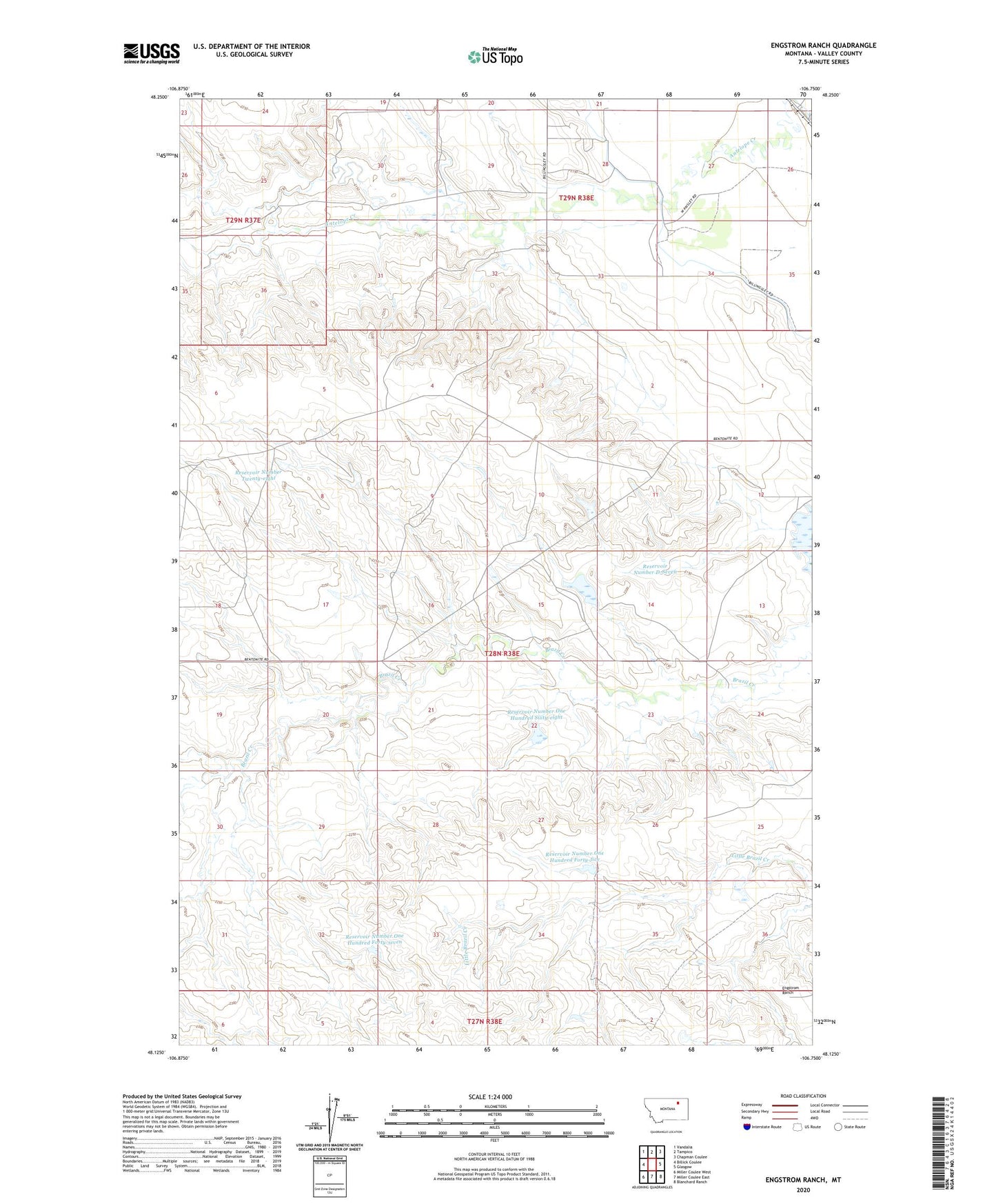 Engstrom Ranch Montana US Topo Map Image