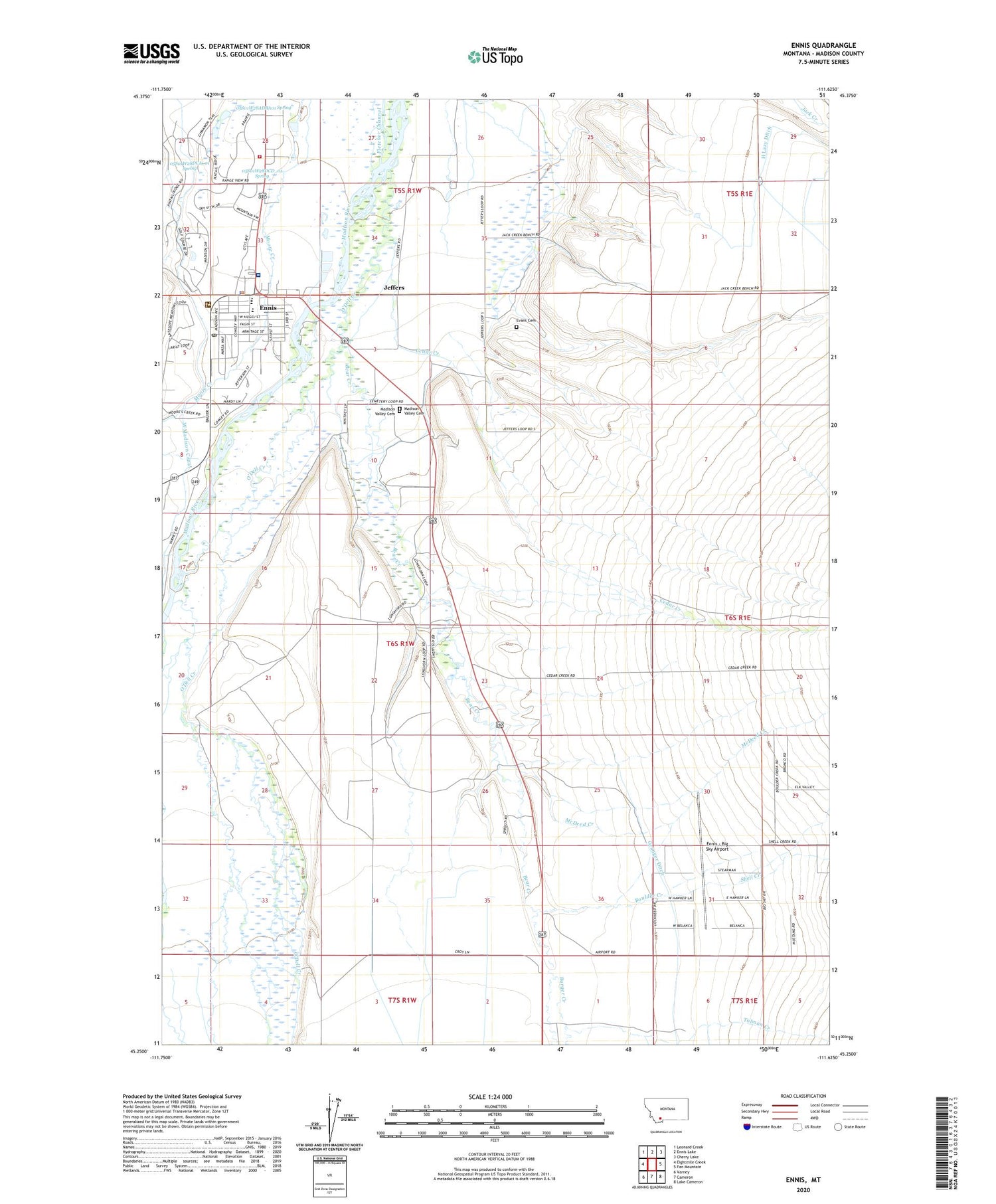 Ennis Montana US Topo Map Image