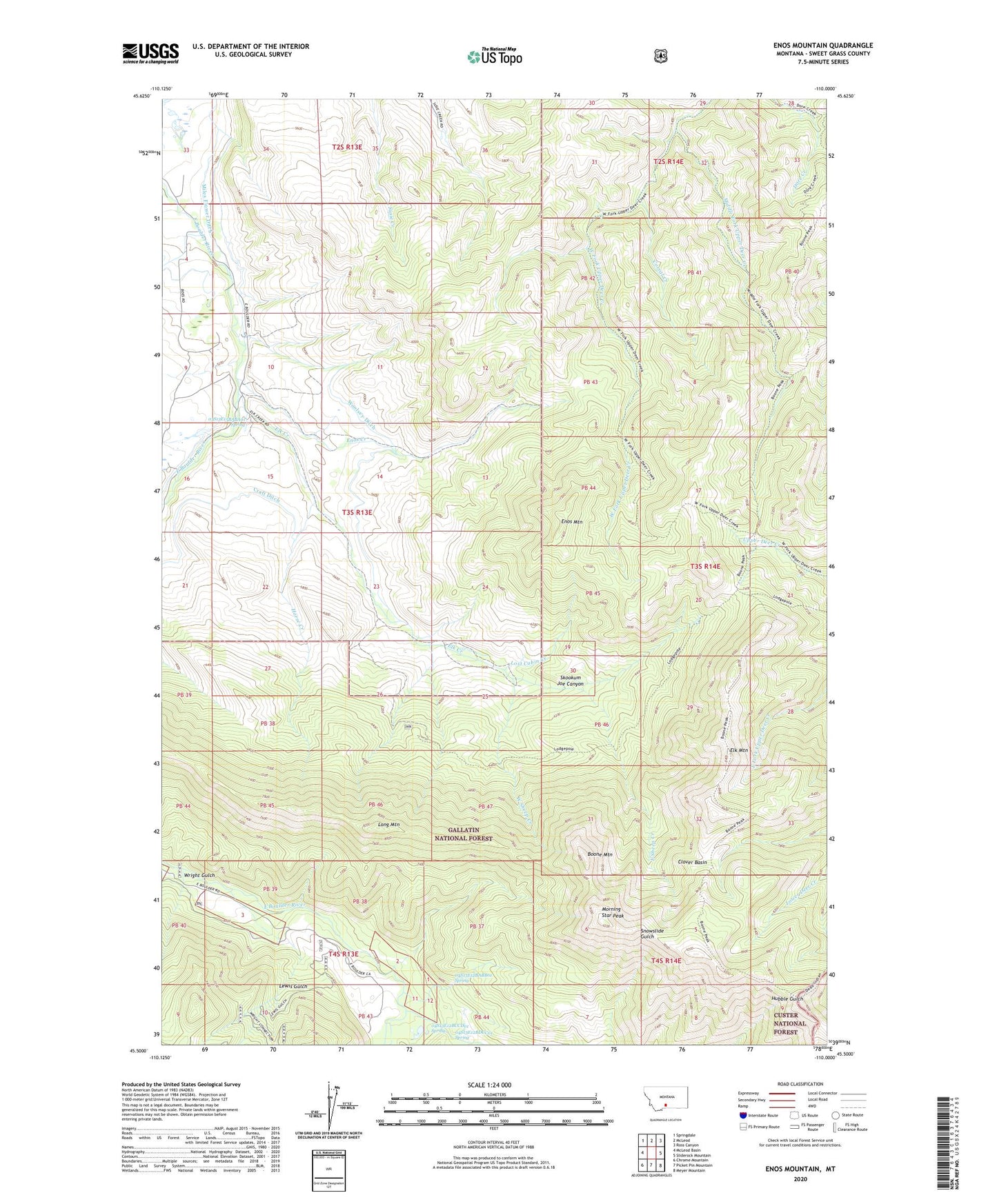 Enos Mountain Montana US Topo Map Image