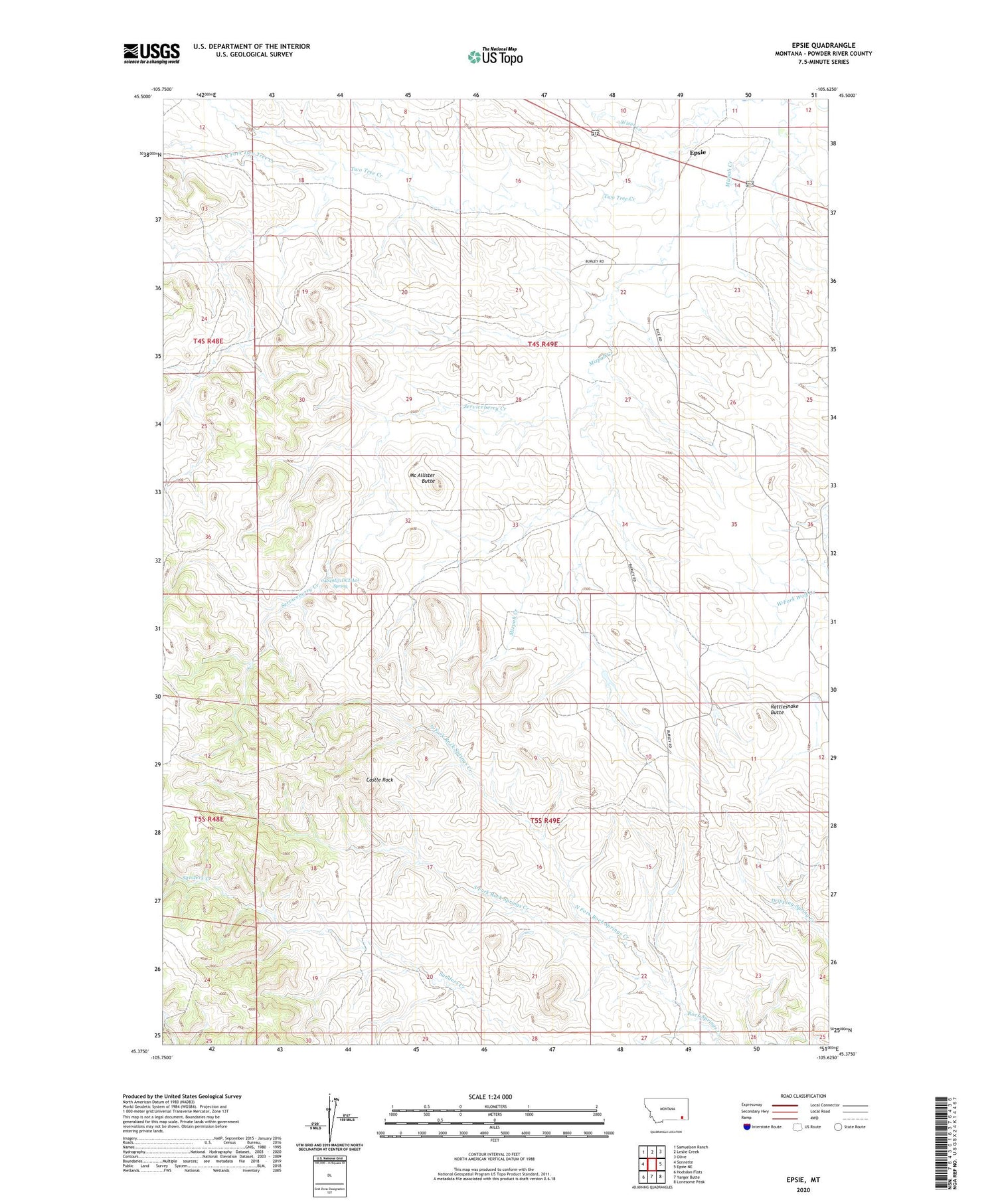 Epsie Montana US Topo Map Image