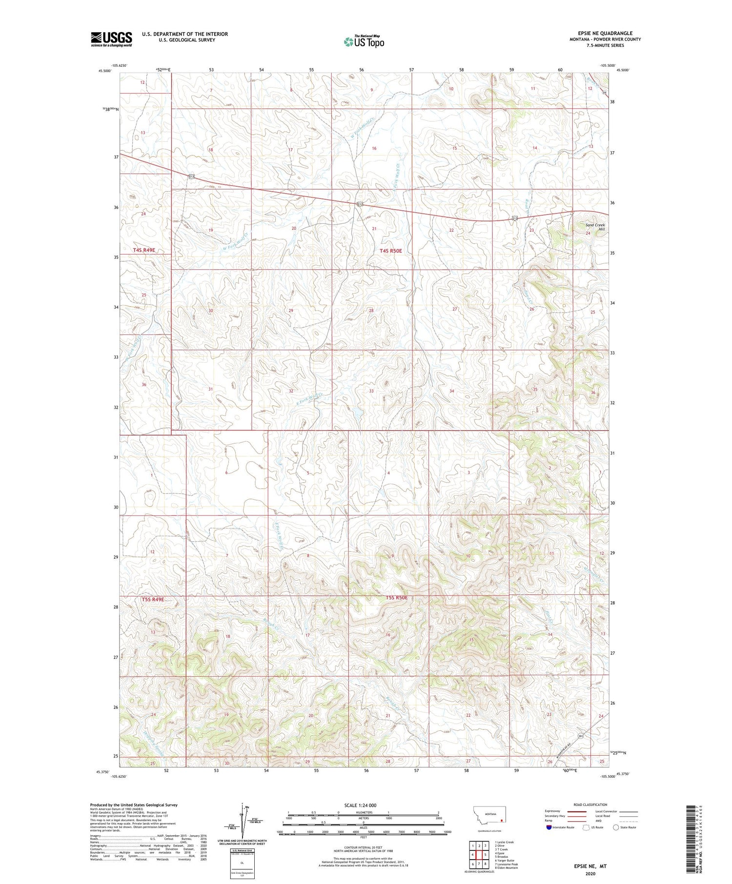 Epsie NE Montana US Topo Map Image