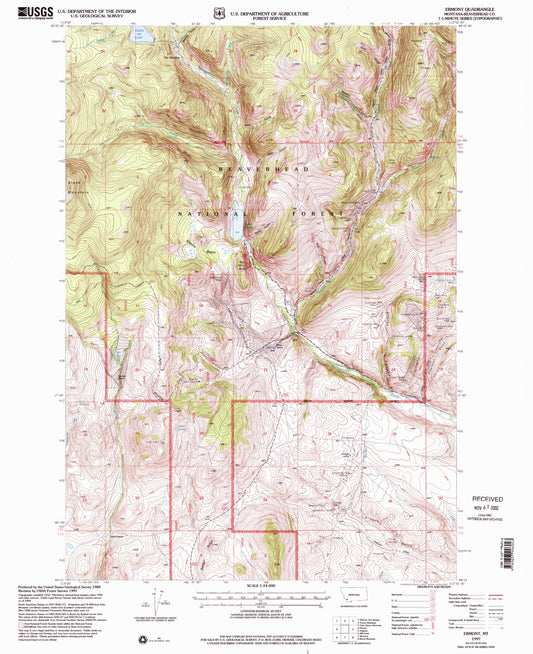 Classic USGS Ermont Montana 7.5'x7.5' Topo Map Image